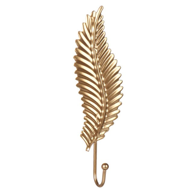 Golden Leaf Wall Hook - Stylish Metal Design for Keys and Accessories