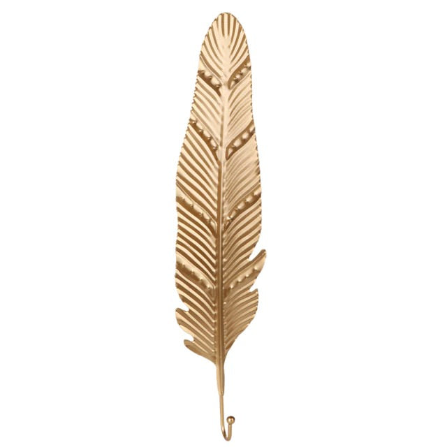 Golden Leaf Wall Hook - Stylish Metal Design for Keys and Accessories