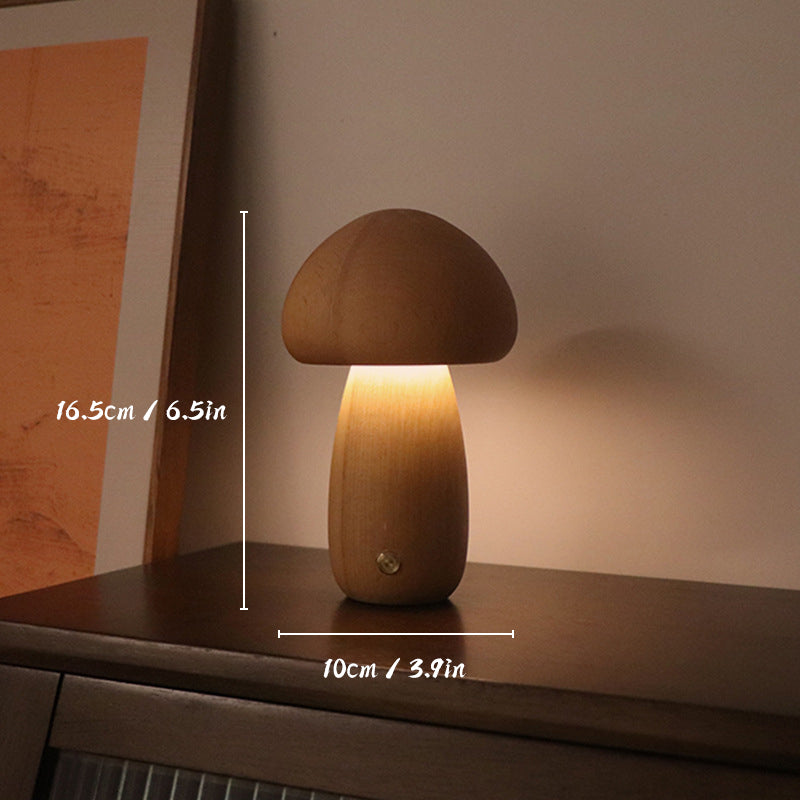 LumaForest - Rechargeable Wooden Mushroom Table Lamp