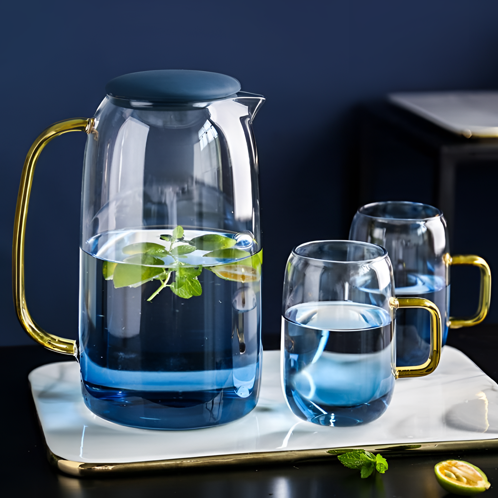 Blue Gradient Glass Set – Carafe with Glasses for Summer Use