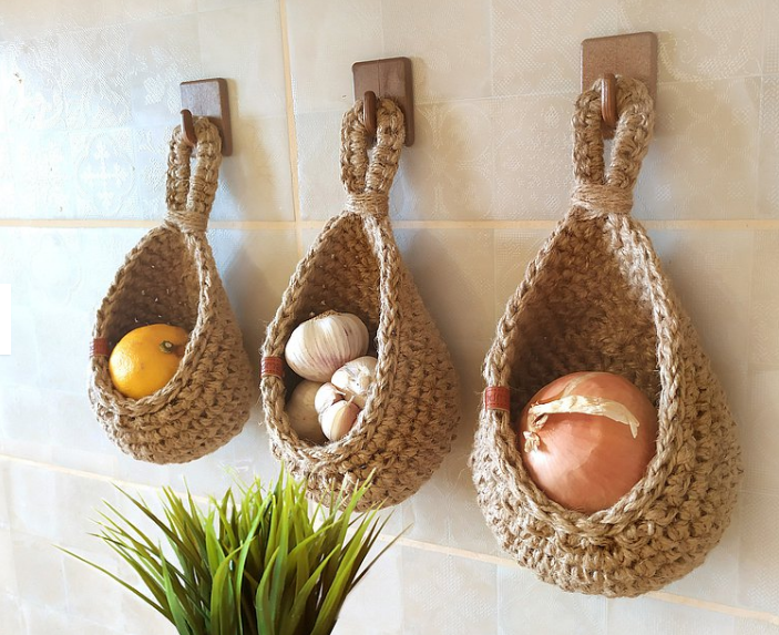 Handmade Wall Baskets for Vegetables and Fruit - Ideal for Kitchen and Living Space