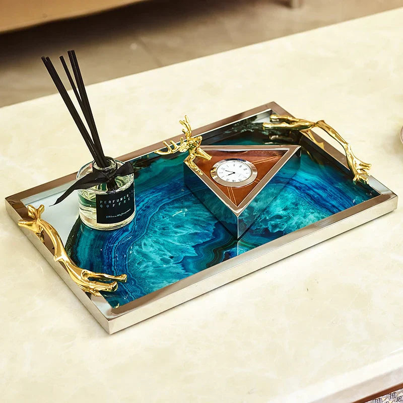 Blue Stone Tray – Unique Patterns in Nature, Ideal for Your Table