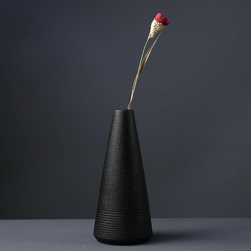 Black Ceramic Vases with Unique Texture - Suitable for Table Decoration and Floral Arrangements