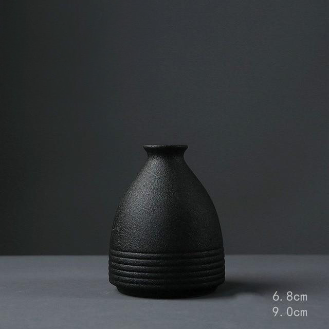 Black Ceramic Vases with Unique Texture - Suitable for Table Decoration and Floral Arrangements