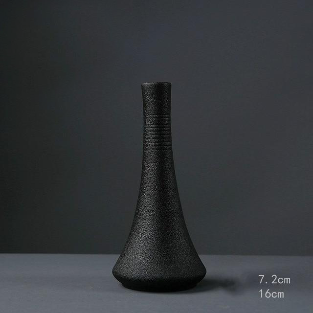 Black Ceramic Vases with Unique Texture - Suitable for Table Decoration and Floral Arrangements