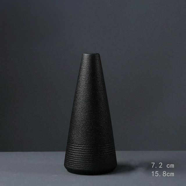 Black Ceramic Vases with Unique Texture - Suitable for Table Decoration and Floral Arrangements