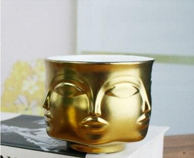 Face Flower Pot - Modern Ceramic Pot in Multiple Colours, 11 cm