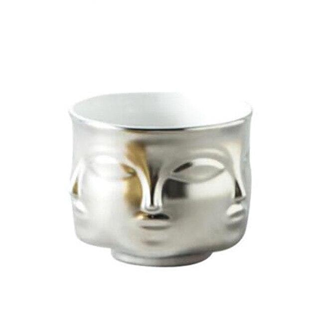 Face Flower Pot - Modern Ceramic Pot in Multiple Colours, 11 cm