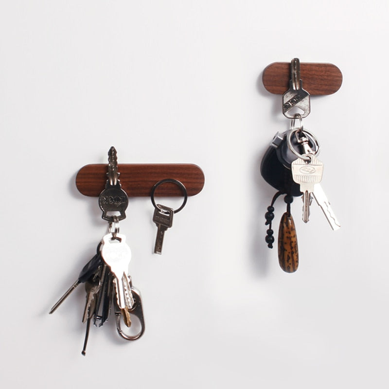 Magnetic Wooden Key Holder - Modern Wall Storage