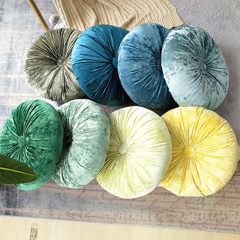 Round Velvet Cushion - Luxury Quality in 16 Colours, 38 cm