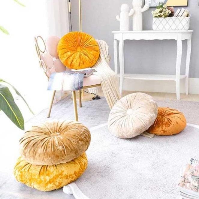 Round Velvet Cushion - Luxury Quality in 16 Colours, 38 cm