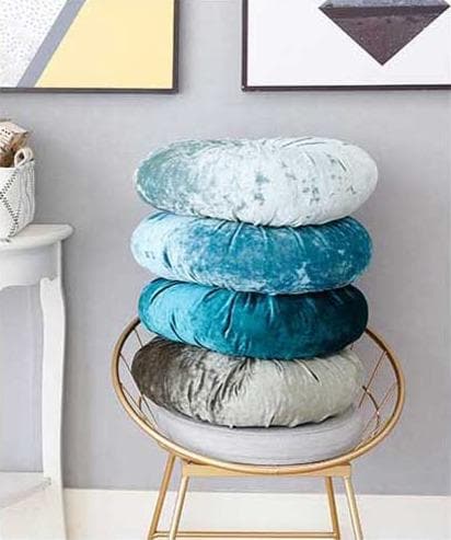 Round Velvet Cushion - Luxury Quality in 16 Colours, 38 cm