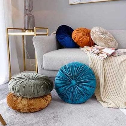 Round Velvet Cushion - Luxury Quality in 16 Colours, 38 cm