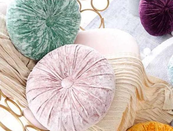 Round Velvet Cushion - Luxury Quality in 16 Colours, 38 cm