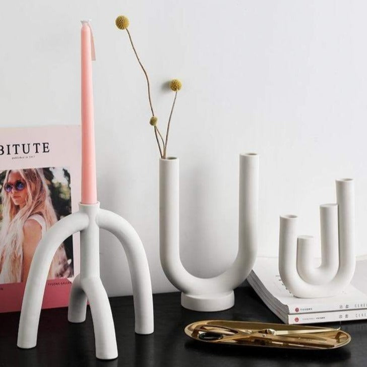 Abstract Arch-Shaped Ceramic Candle Holders - Minimalist Design Accessories