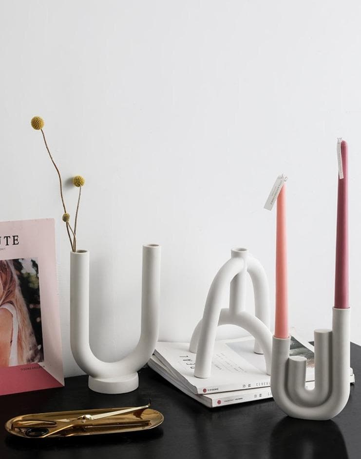 Abstract Arch-Shaped Ceramic Candle Holders - Minimalist Design Accessories