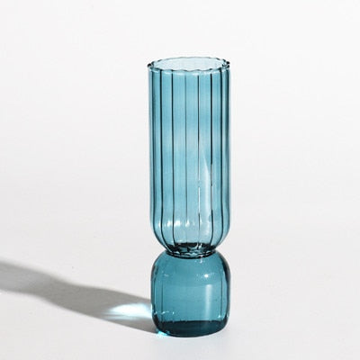 Small Coloured Table Vase Made of Strong Glass - Ribbed Design