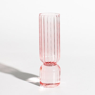 Small Coloured Table Vase Made of Strong Glass - Ribbed Design