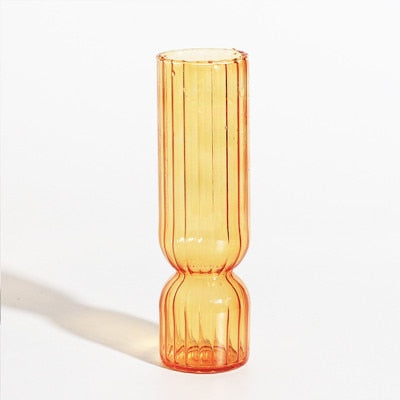 Small Coloured Table Vase Made of Strong Glass - Ribbed Design