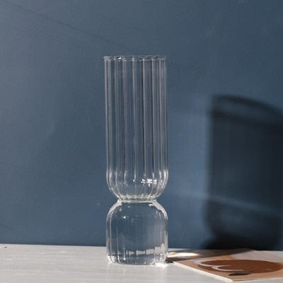 Small Coloured Table Vase Made of Strong Glass - Ribbed Design