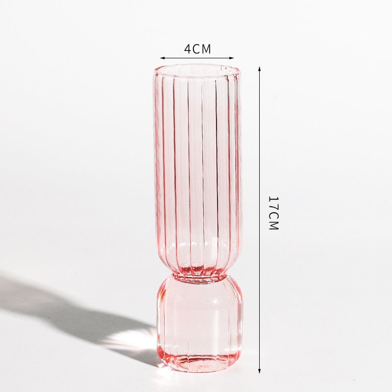 Small Coloured Table Vase Made of Strong Glass - Ribbed Design