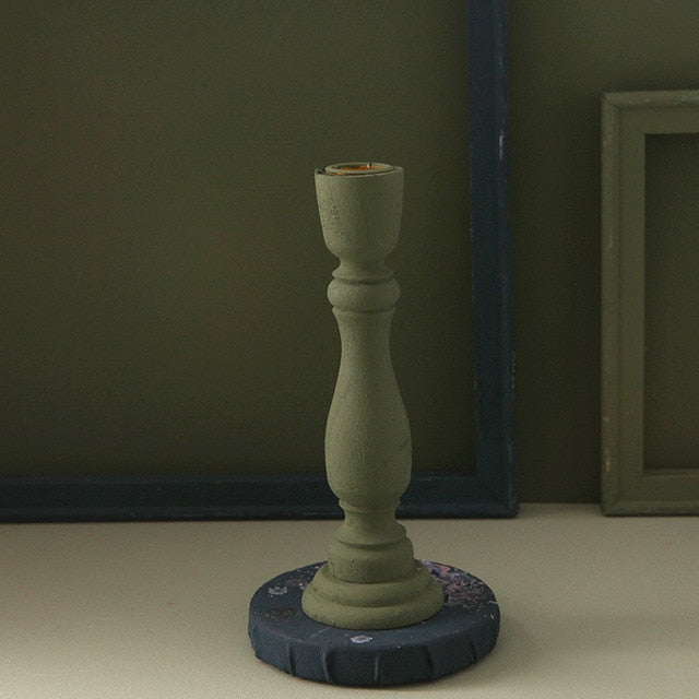 Vintage Candle Holder - Painted Wooden Design