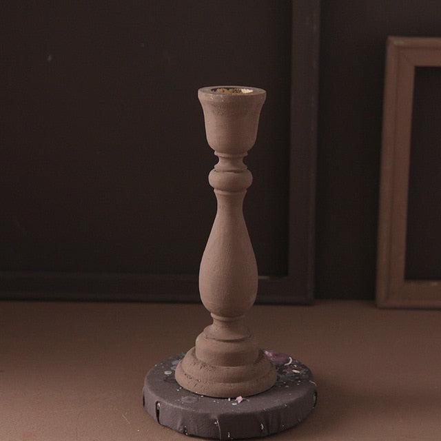 Vintage Candle Holder - Painted Wooden Design