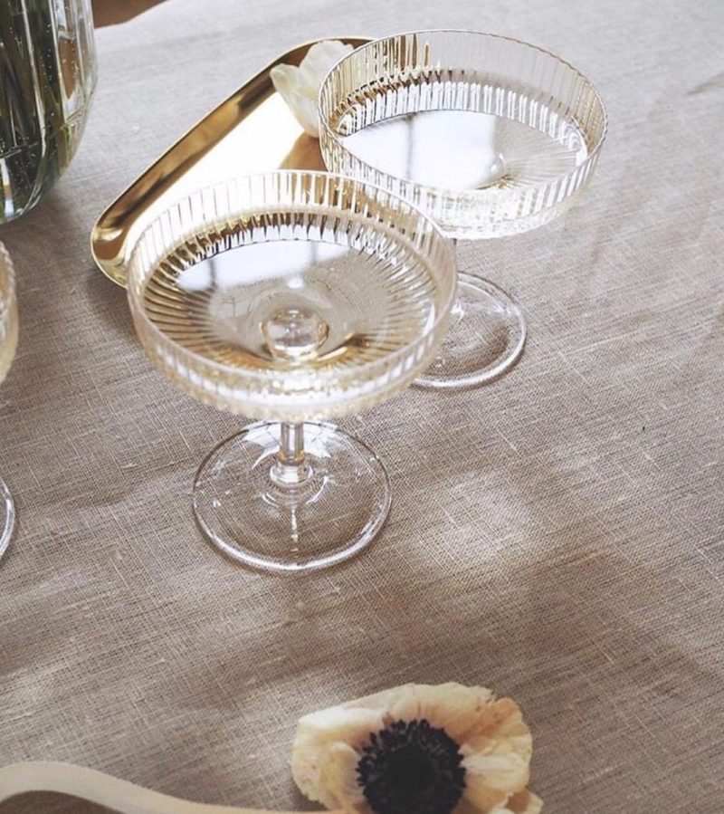 Glasses for Champagne and Cocktails with Elegant Ribbed Design - Handcrafted and Sustainable