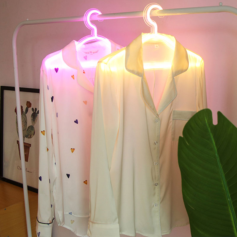 Neon LED Clothes Hanger with USB - Illuminated Storage in White, Yellow and Pink