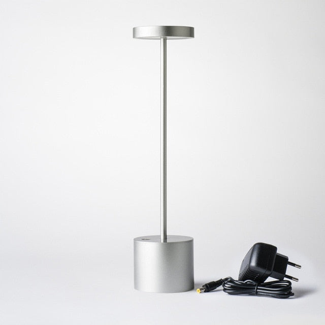 Wireless LED Table Lamp - Aluminium with Dimmable Lighting and USB Rechargeable Battery