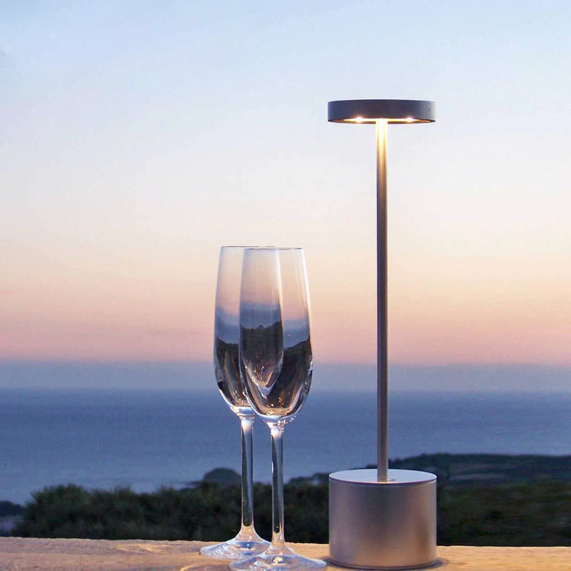 Wireless LED Table Lamp - Aluminium with Dimmable Lighting and USB Rechargeable Battery