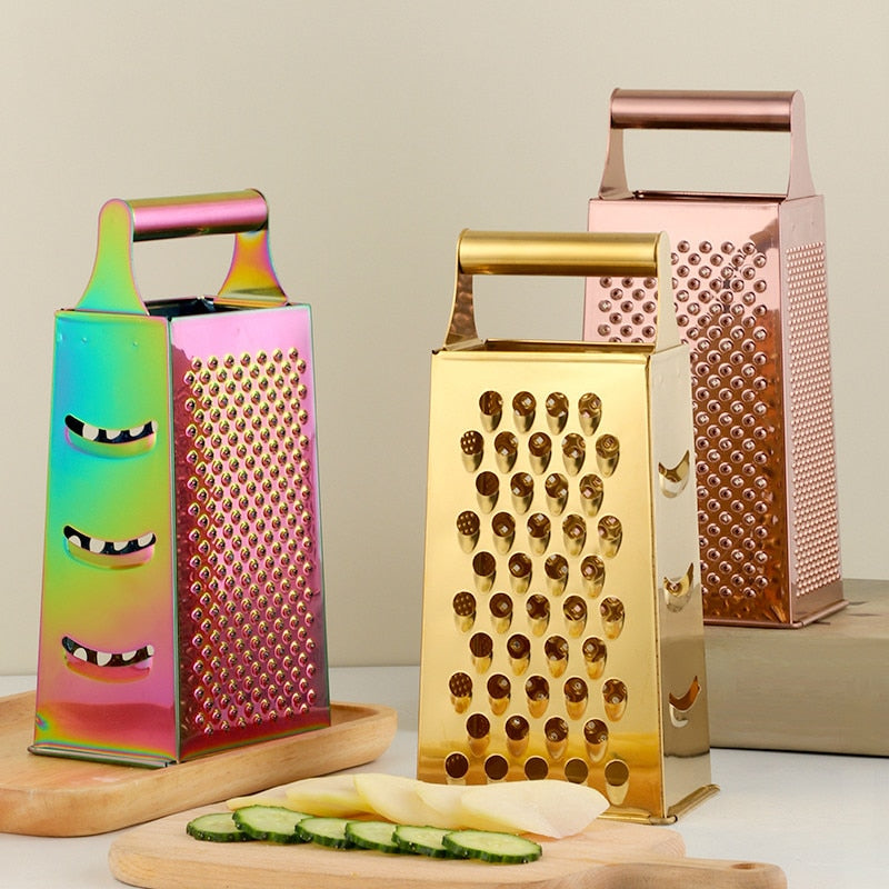 Stainless Steel Grater - Retro Style with Bright Colours for Vegetables and More