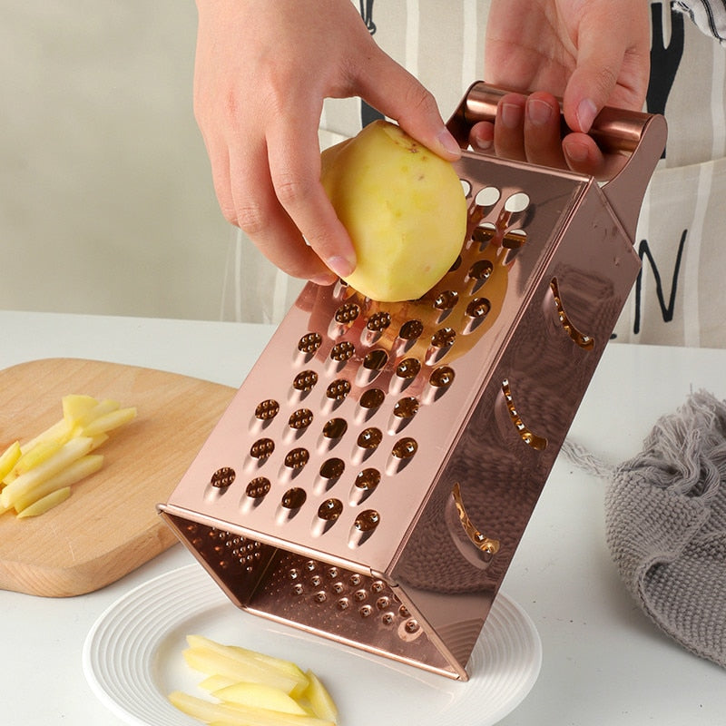 Stainless Steel Grater - Retro Style with Bright Colours for Vegetables and More