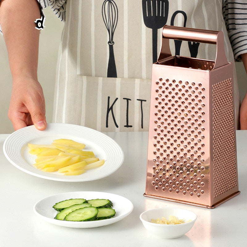 Stainless Steel Grater - Retro Style with Bright Colours for Vegetables and More