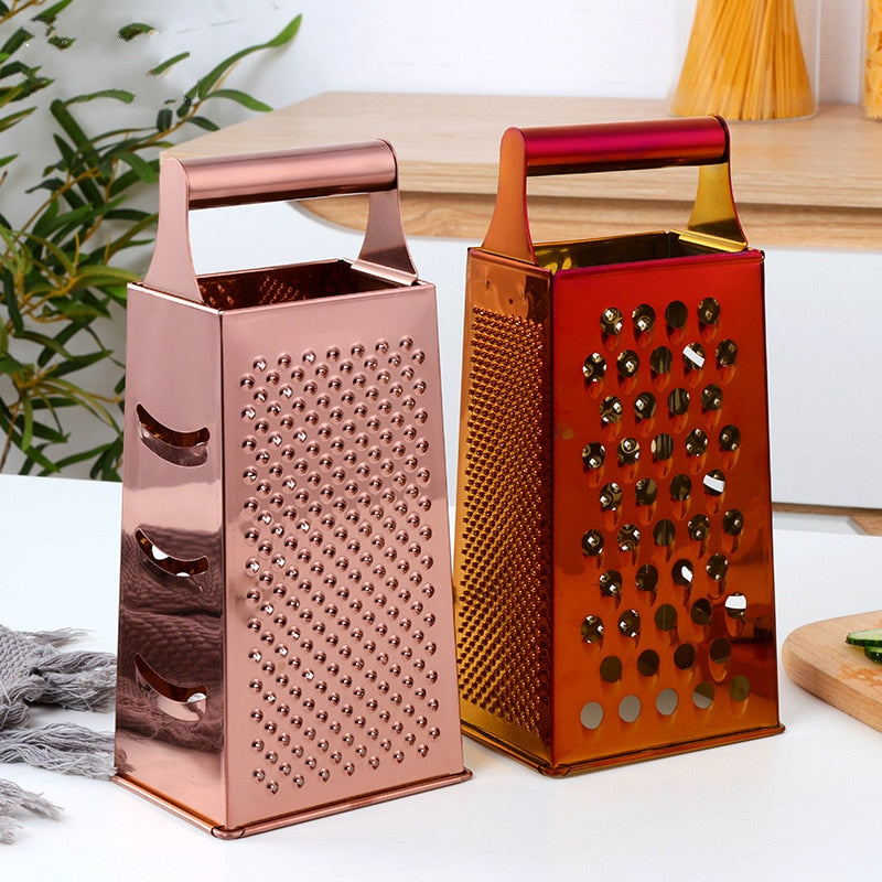 Stainless Steel Grater - Retro Style with Bright Colours for Vegetables and More