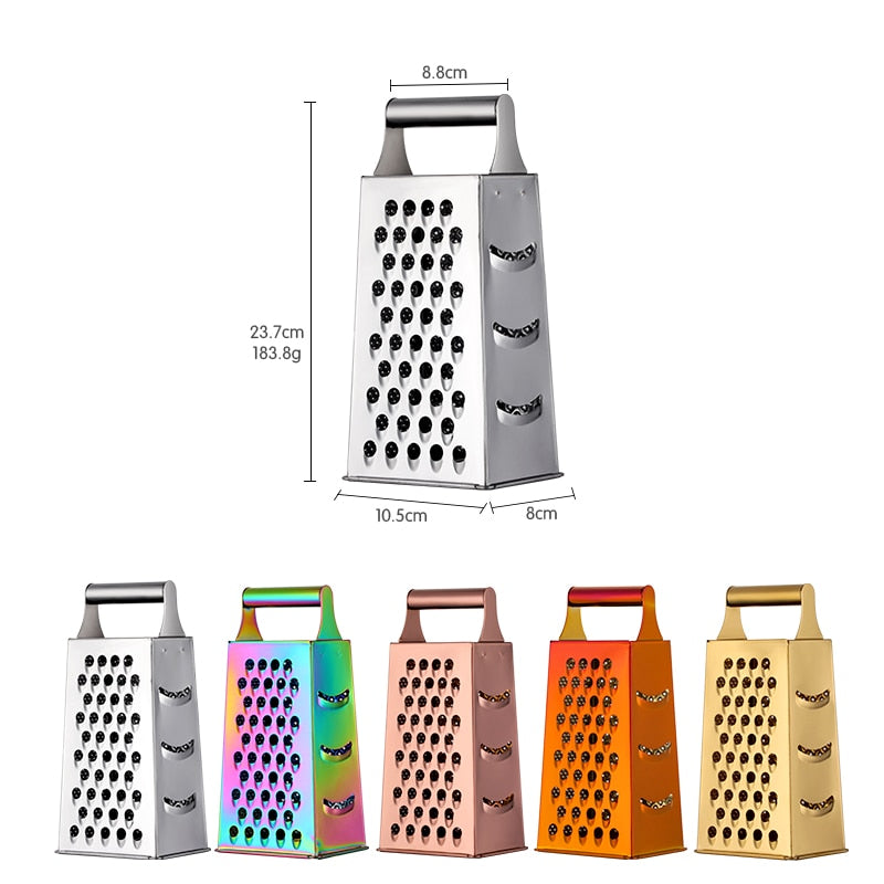 Stainless Steel Grater - Retro Style with Bright Colours for Vegetables and More