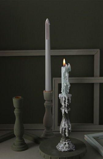 Vintage Candle Holder - Painted Wooden Design