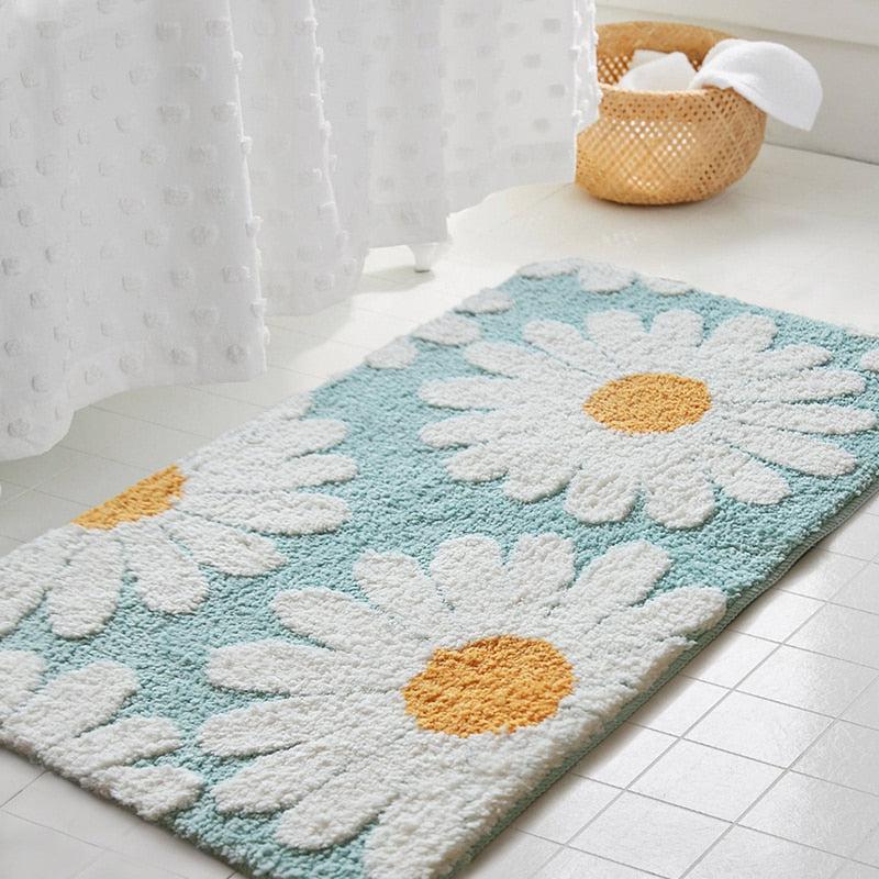 Plush Floral Bath Mat - Soft and Absorbent