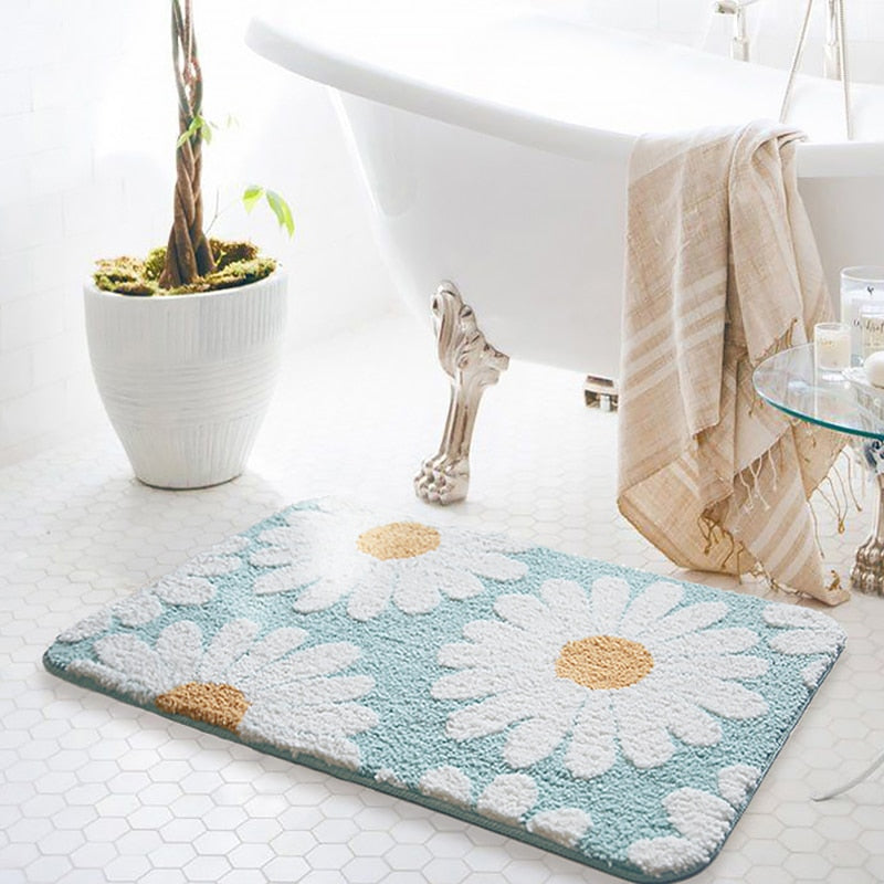 Plush Floral Bath Mat - Soft and Absorbent