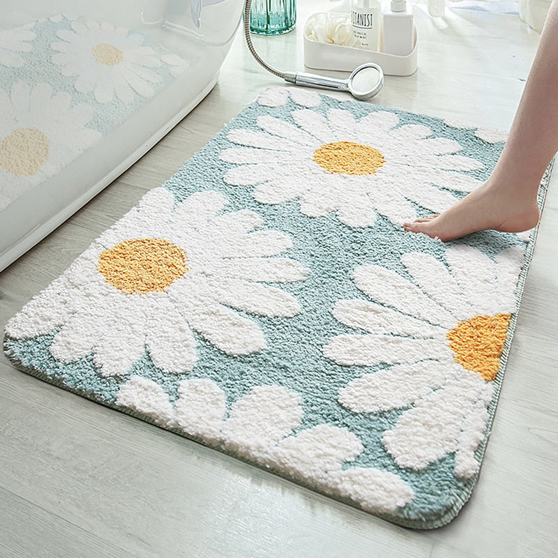 Plush Floral Bath Mat - Soft and Absorbent