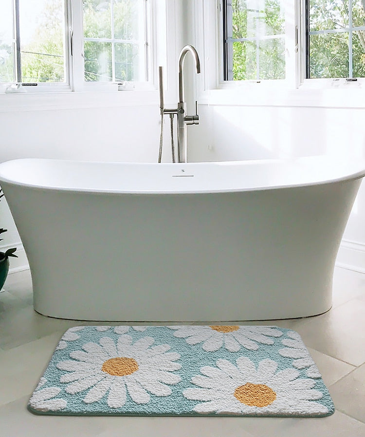 Plush Floral Bath Mat - Soft and Absorbent