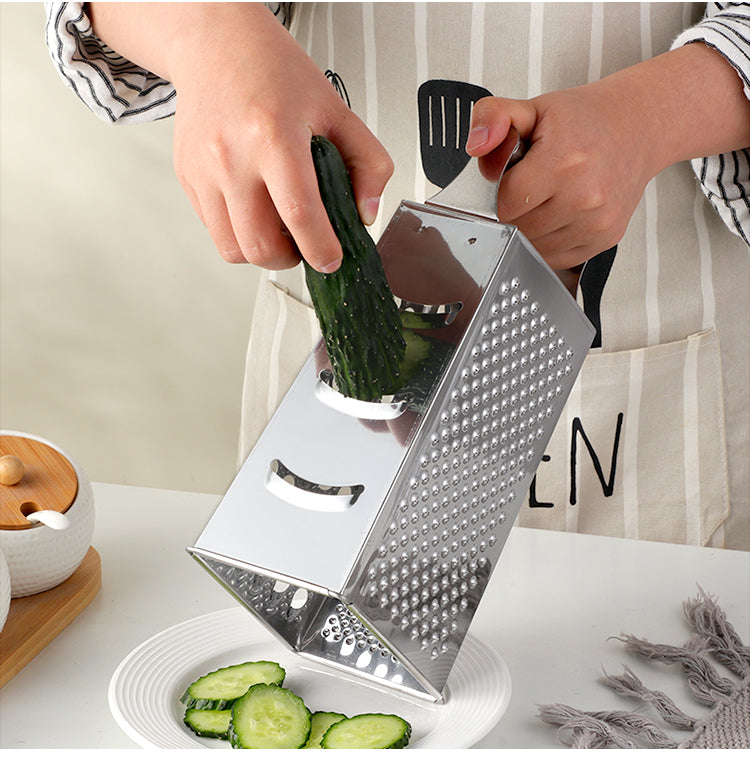 Stainless Steel Grater - Retro Style with Bright Colours for Vegetables and More