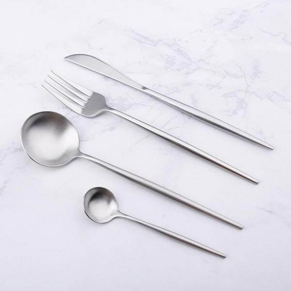 Modern Silver Cutlery Set - Complete with Knives, Forks and Spoons