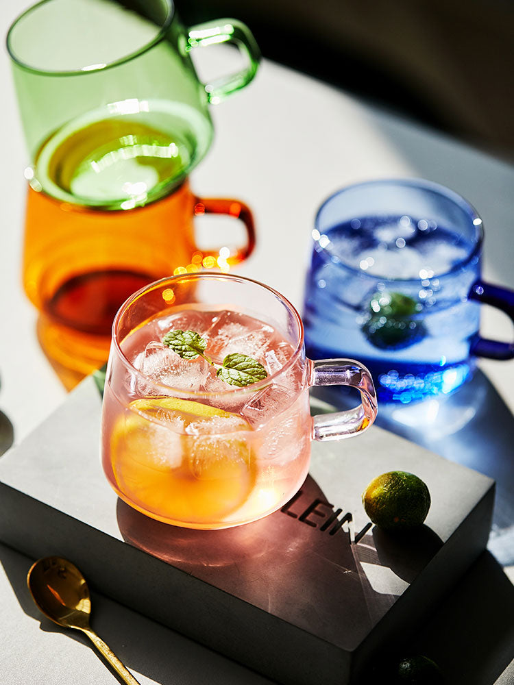 Coloured Glass Tea Cup with Saucer - Perfect for Colourful Tea Moments