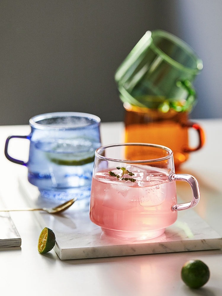 Coloured Glass Tea Cup with Saucer - Perfect for Colourful Tea Moments