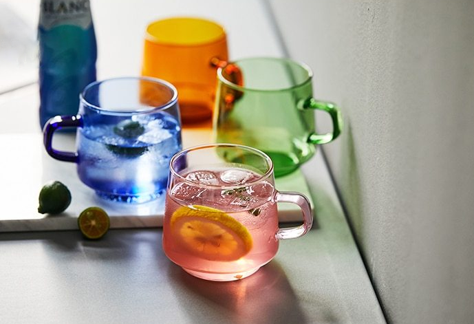 Coloured Glass Tea Cup with Saucer - Perfect for Colourful Tea Moments