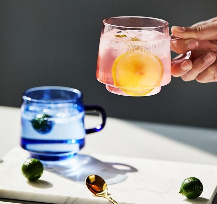 Coloured Glass Tea Cup with Saucer - Perfect for Colourful Tea Moments