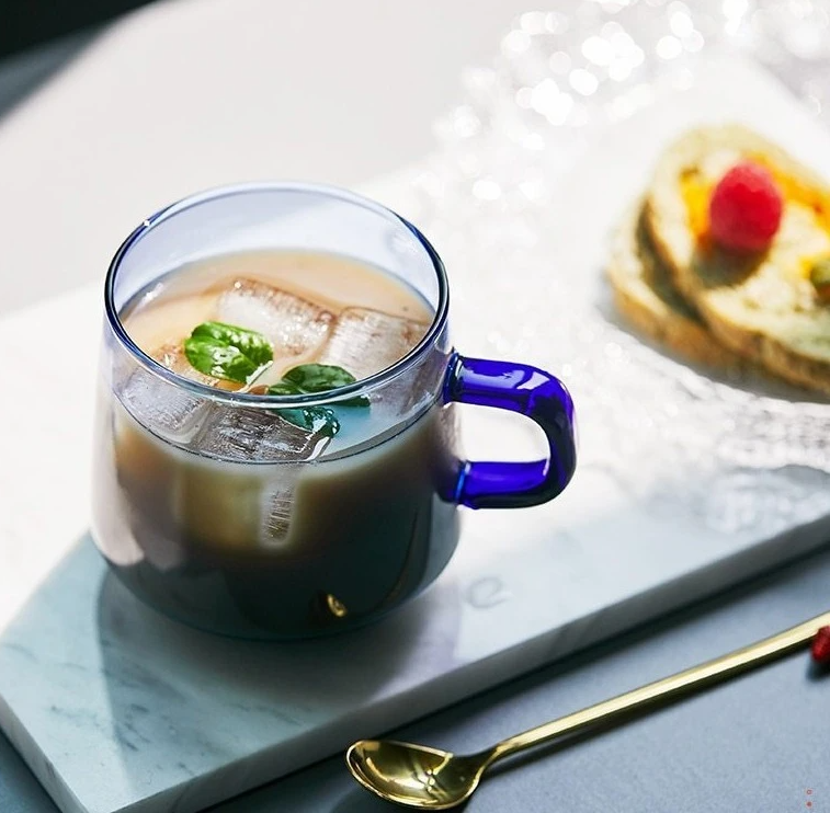 Coloured Glass Tea Cup with Saucer - Perfect for Colourful Tea Moments