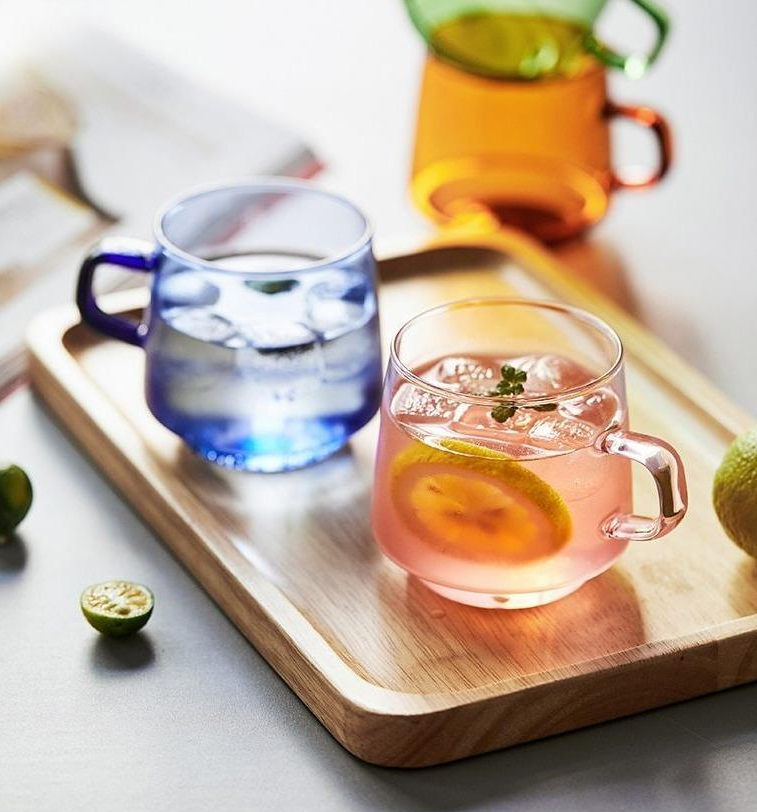 Coloured Glass Tea Cup with Saucer - Perfect for Colourful Tea Moments