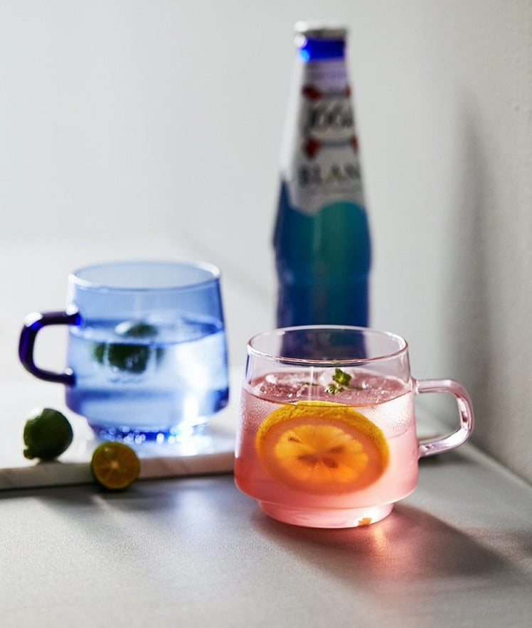 Coloured Glass Tea Cup with Saucer - Perfect for Colourful Tea Moments